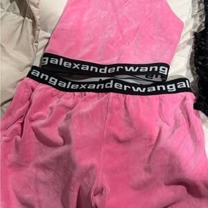 Alexander Wang Pink Velour Set with Logo Waistband